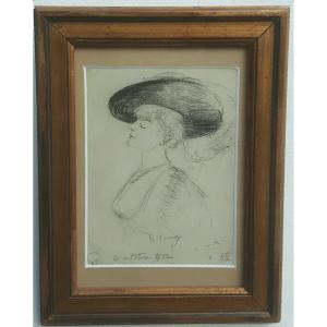 Drawing - Portrait Of An Elegant Woman Early 20th Century