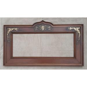 Rare Art Nouveau Walnut Frame With Brass Appliques With Devil And Dragon Patterns