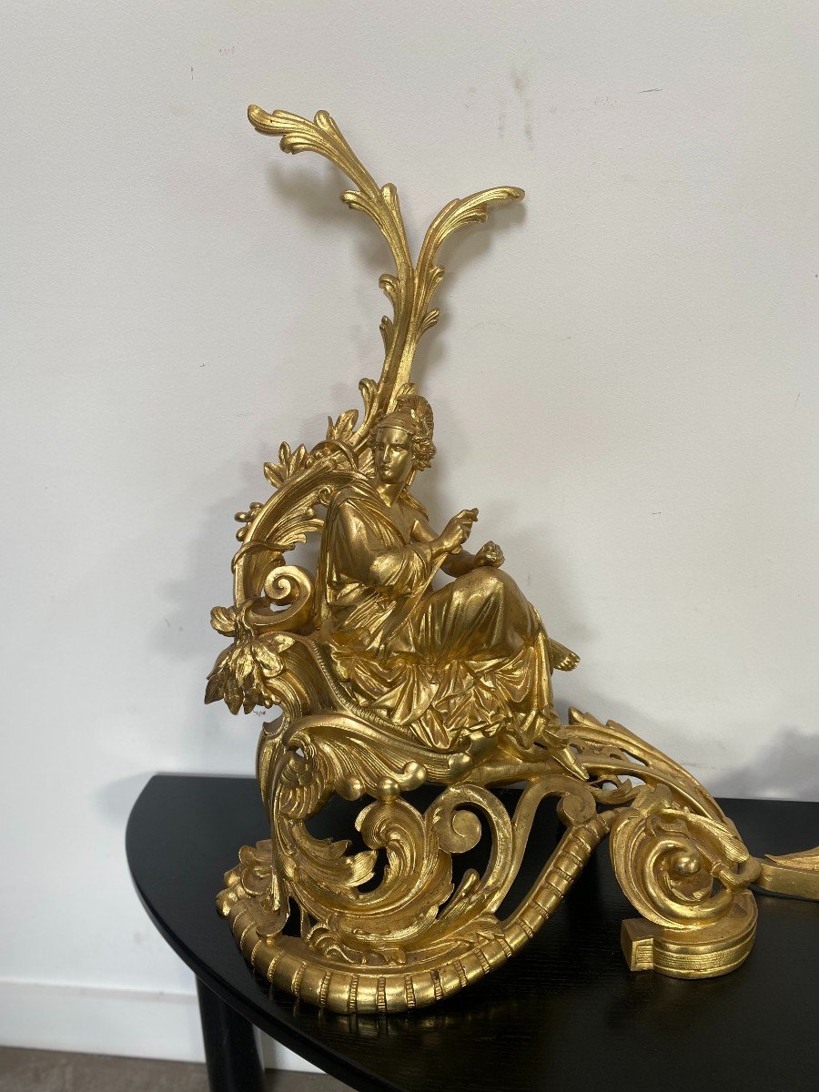 Fire Bar - Andirons Gilt Bronze-photo-3