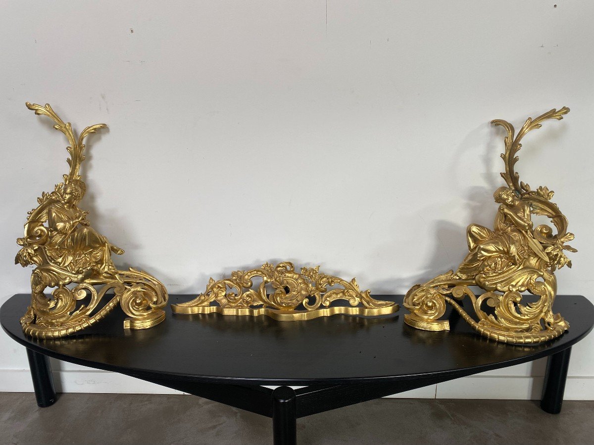 Fire Bar - Andirons Gilt Bronze