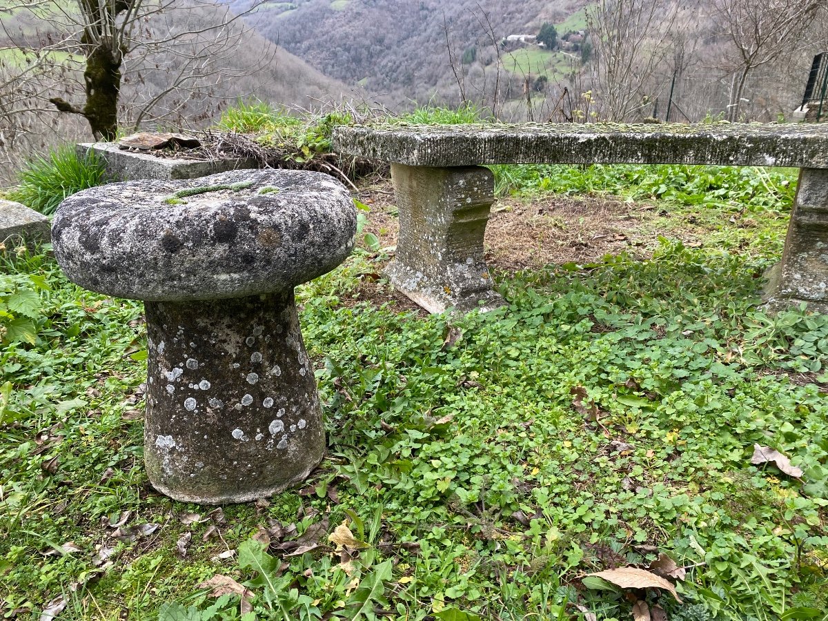 Table And Benches In Reconstituted Stone-photo-2