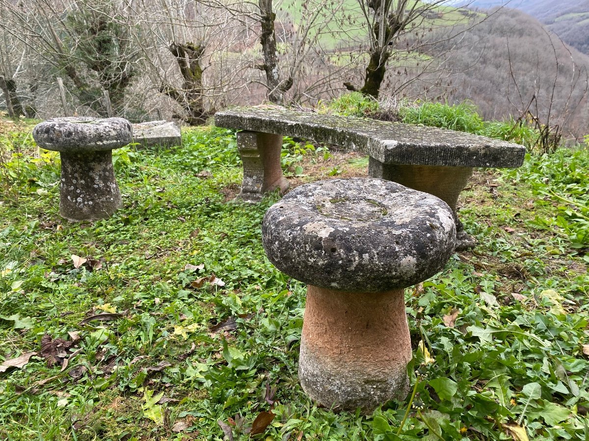 Table And Benches In Reconstituted Stone-photo-3