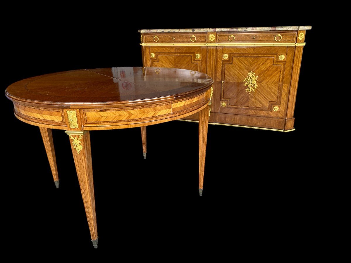 Louis XVI Style Buffet, Table And 4 Chairs 