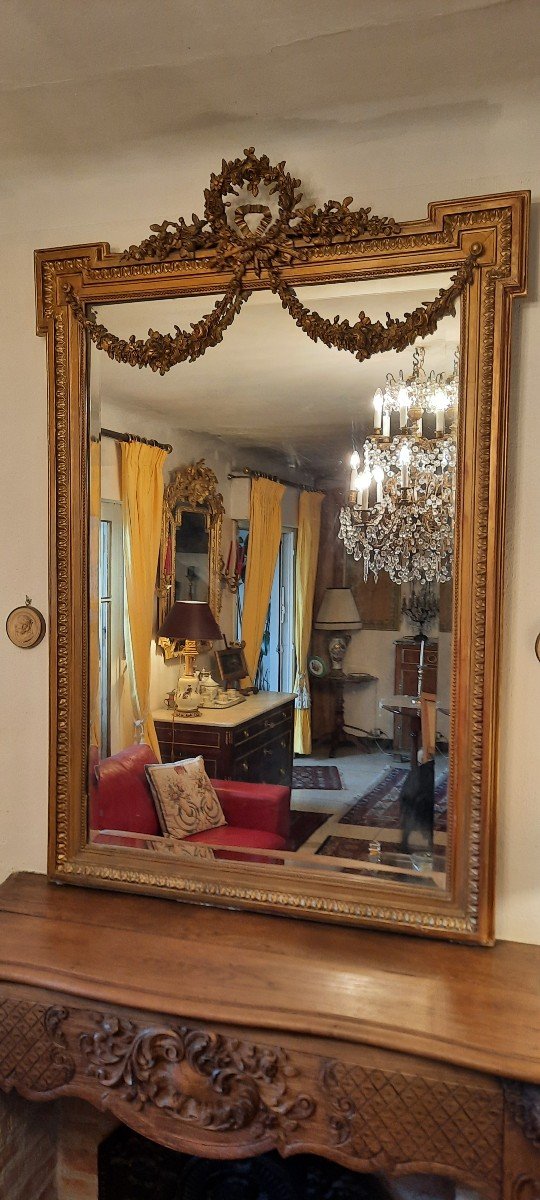 Louis XVI Style Fireplace Mirror 19th Century Period-photo-3