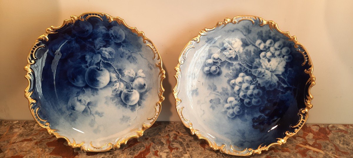 Pair Of Limoges Porcelain Dishes Decorator Marcadet