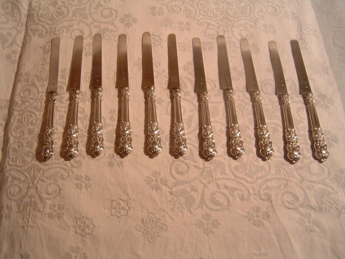 11 Silver Knives XIXth Century-photo-2