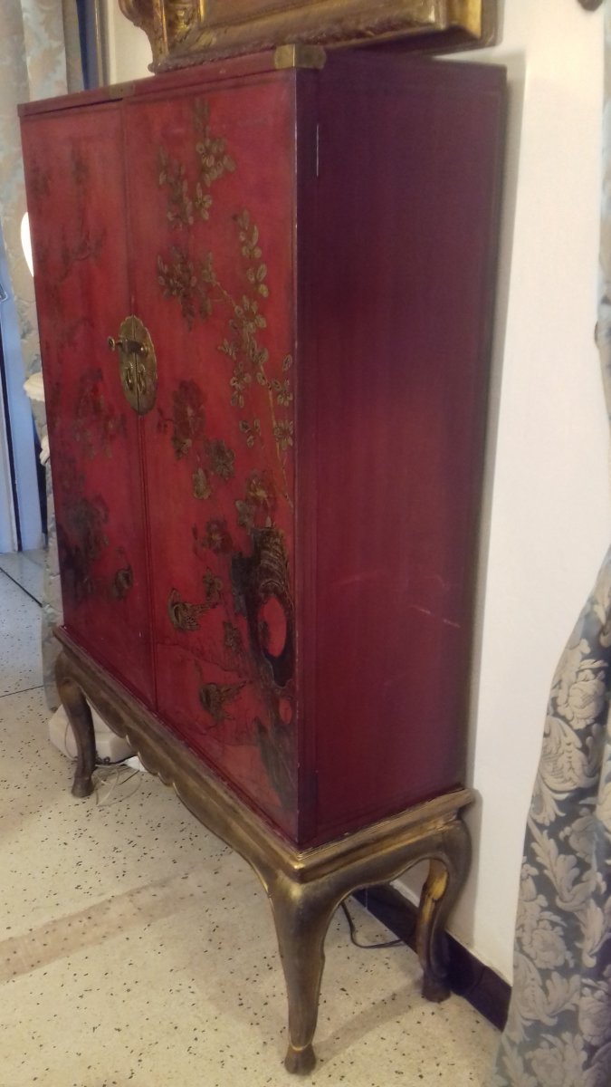 Chinese Lacquer Cabinet Stamped Paris Crystal Staircase-photo-4