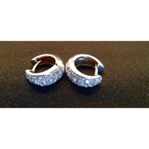 Paire De Boucles d'Oreille Or Blanc Et Diamants 