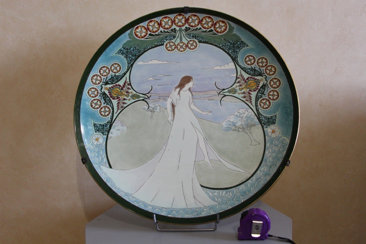 Large Dish Kg Lunéville Signed Marchal Art Nouveau-photo-4