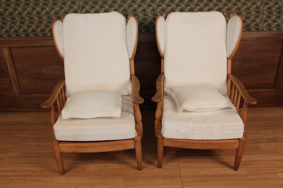 paire de fauteuils a oreilles 1950 -photo-2