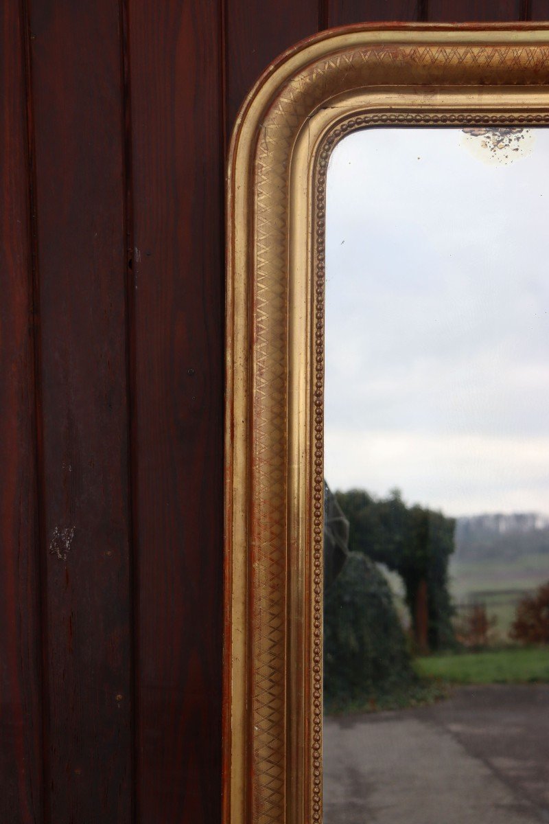 Large Louis Philippe Fireplace Mirror In Golden Wood 175cm High-photo-2