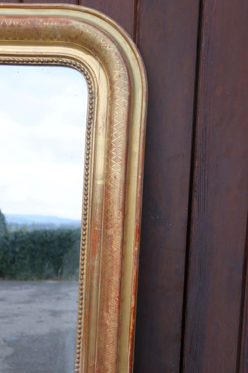 Large Louis Philippe Fireplace Mirror In Golden Wood 175cm High-photo-5