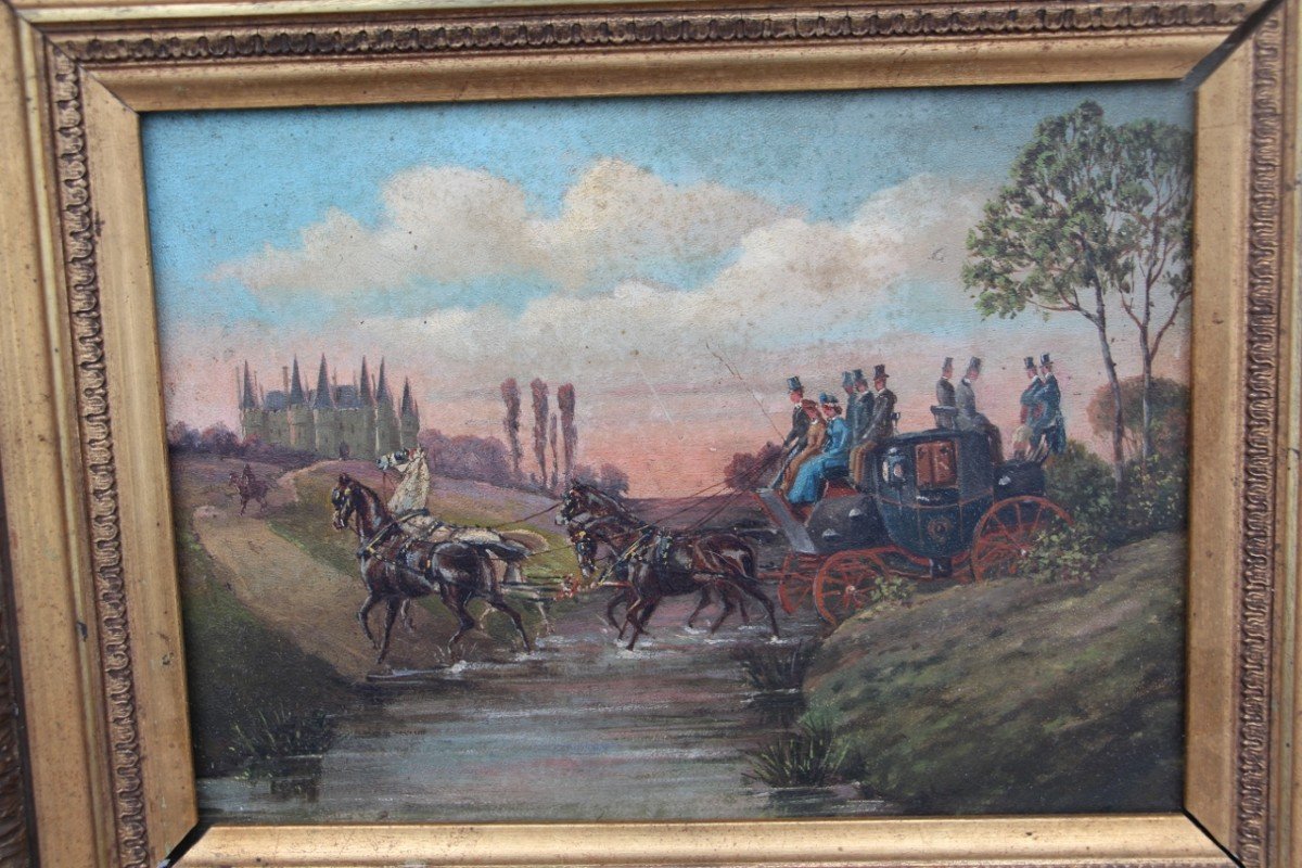 19th Century Painting At The Carriage-photo-2