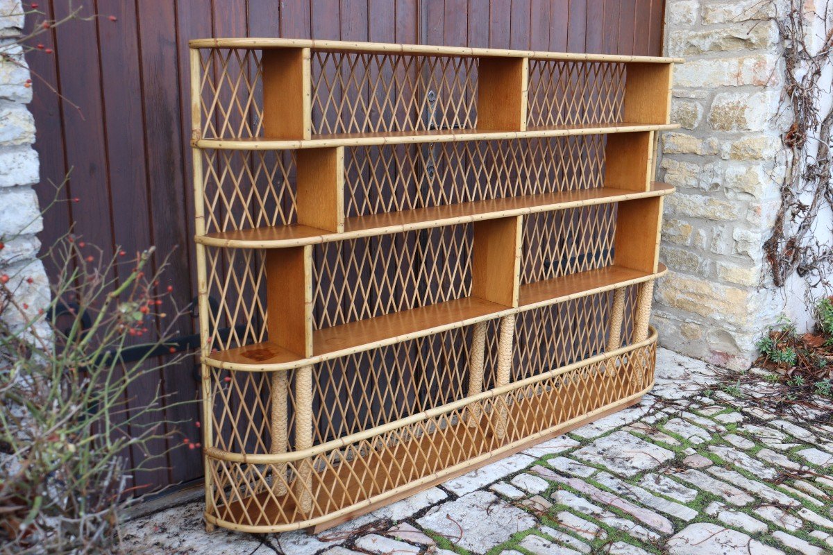 Rattan Bookcase/shelf By Audoux Minet-photo-2