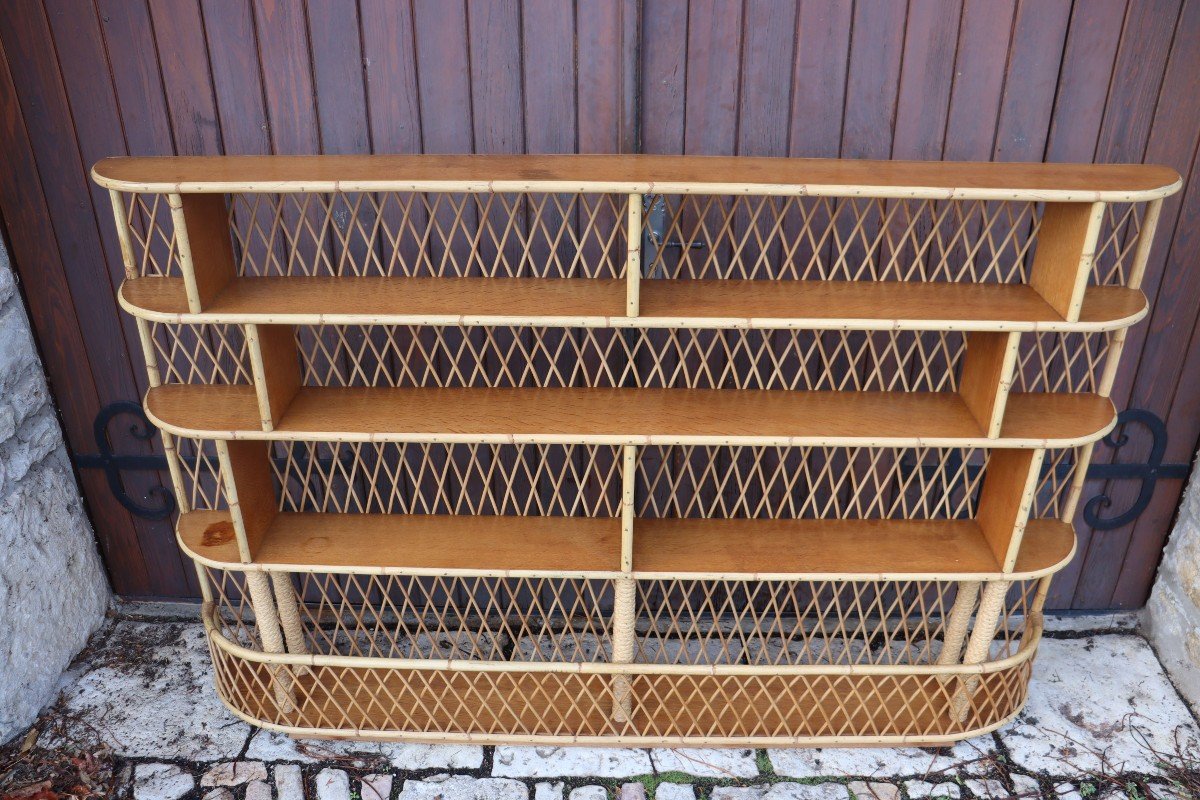 Rattan Bookcase/shelf By Audoux Minet-photo-2