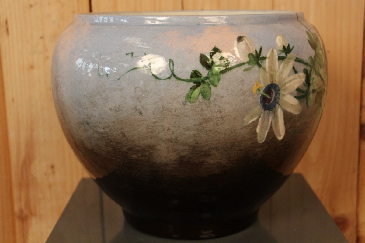 Cache Pot By Jerome Massier In Vallauris With Passionflowers -photo-4