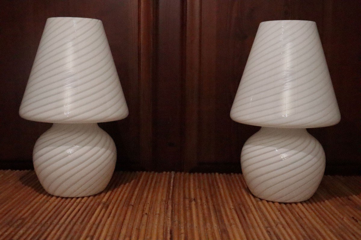 Pair Of Signed Murano Glass Lamps-photo-2