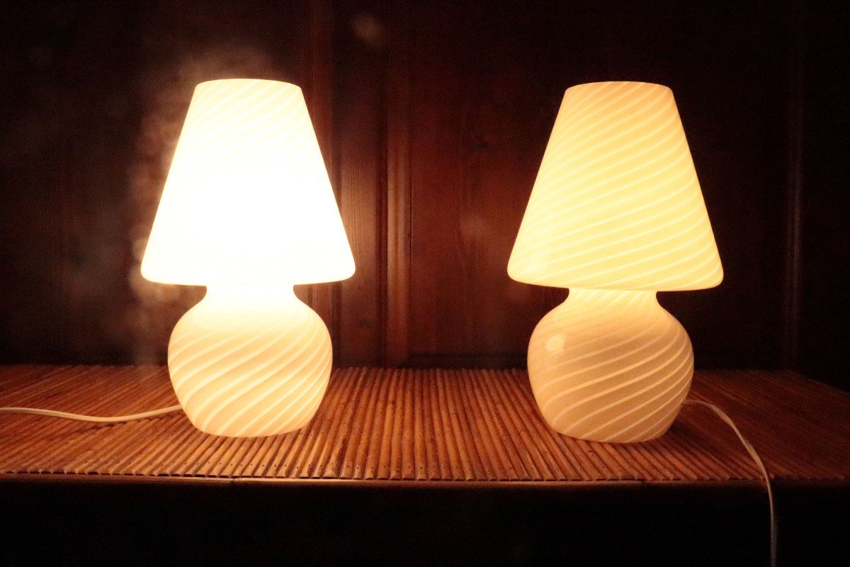 Pair Of Signed Murano Glass Lamps-photo-4