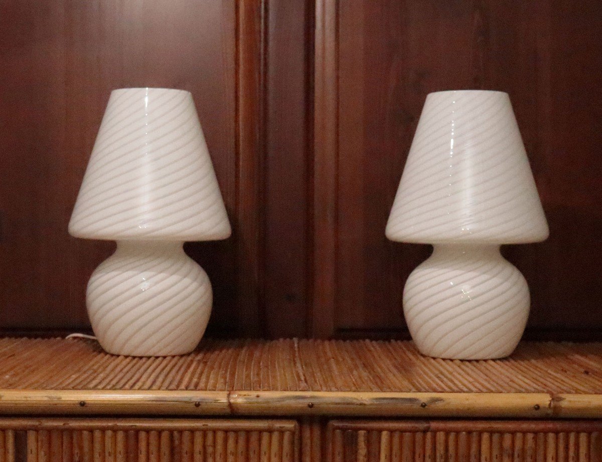 Pair Of Signed Murano Glass Lamps