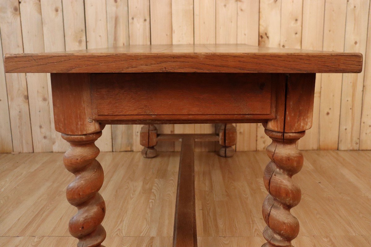 Large Farmhouse Table With Twisted Legs-photo-2