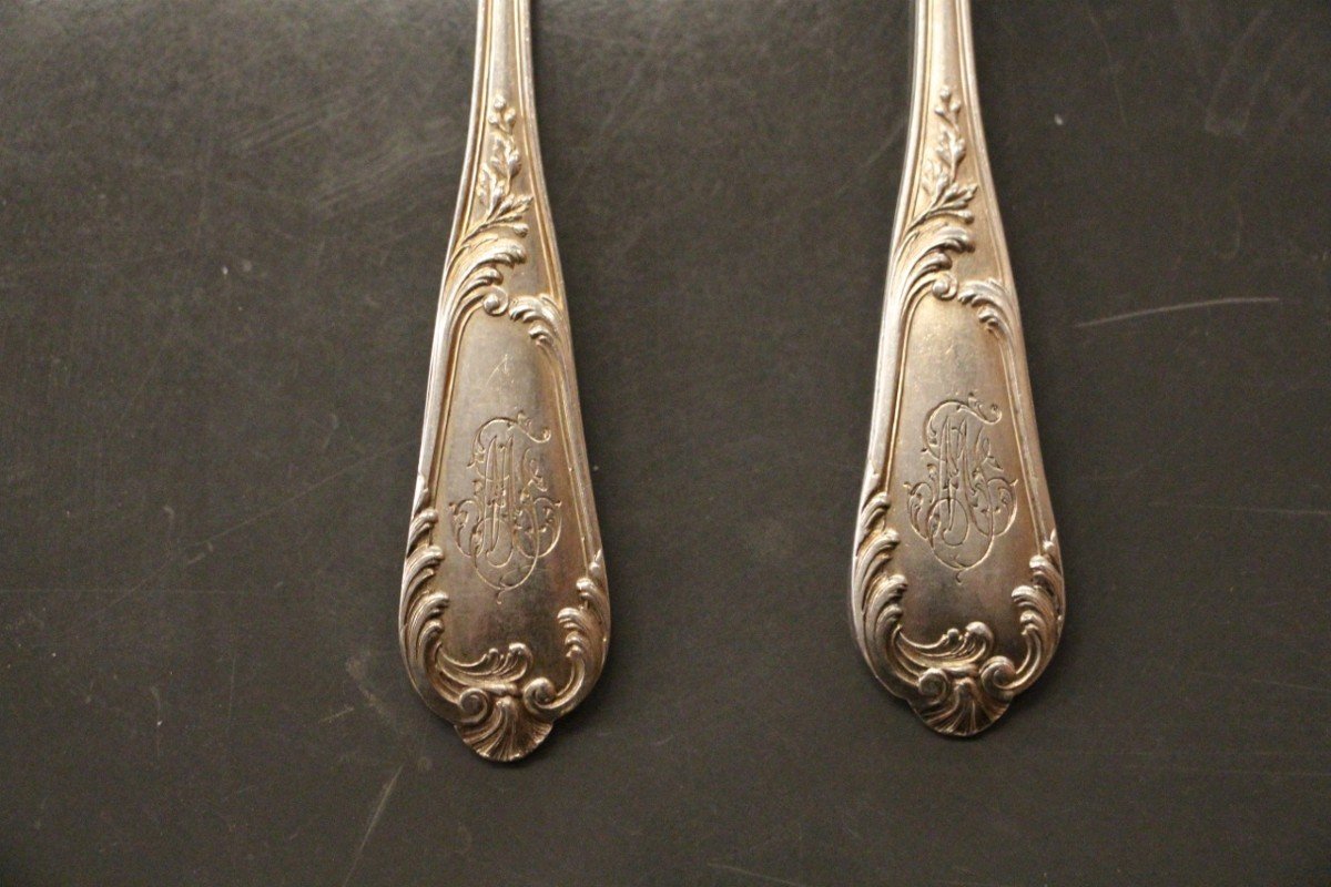 Housewife In Sterling Silver, Minerva Hallmark, 10 Forks, 10 Spoons -photo-1