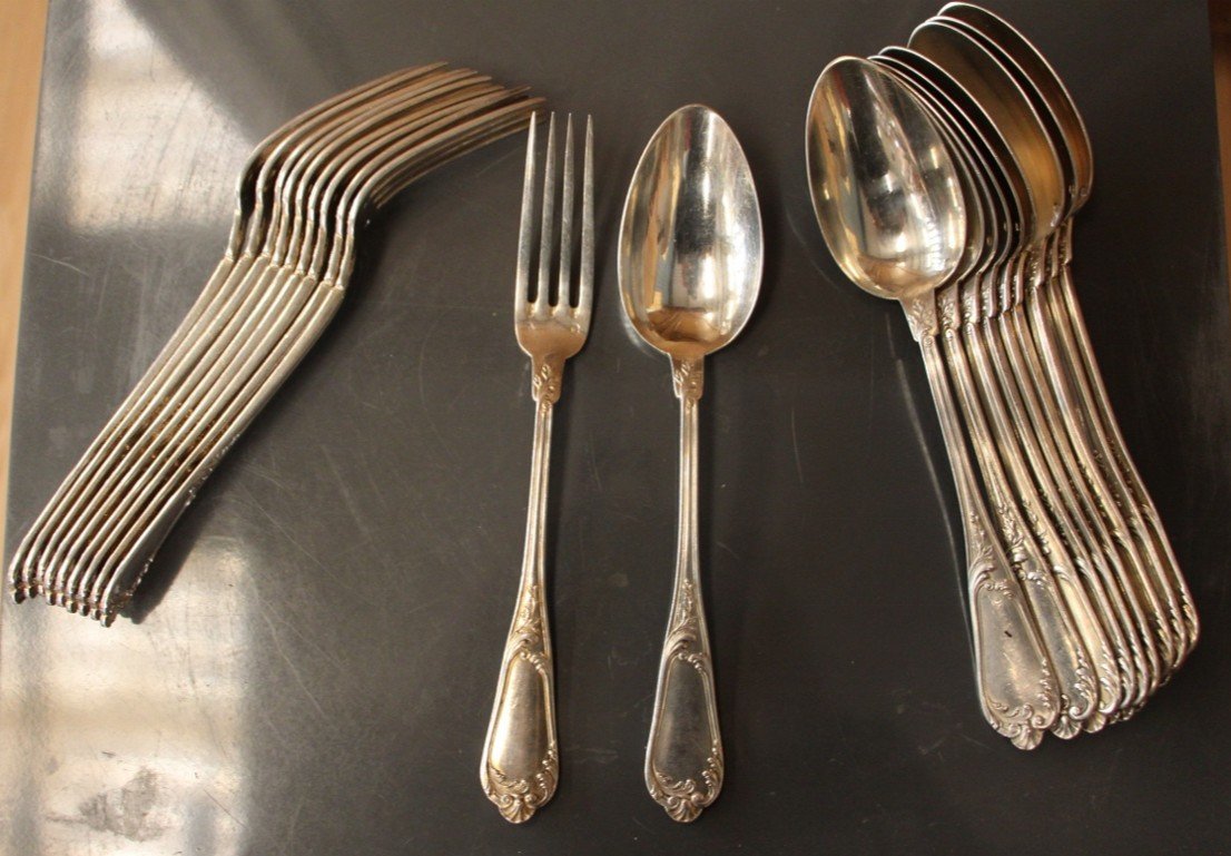 Housewife In Sterling Silver, Minerva Hallmark, 10 Forks, 10 Spoons 