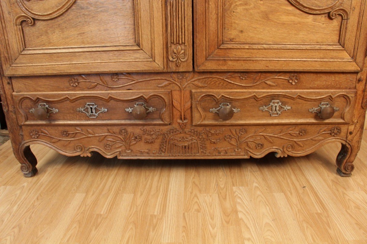 Small Lorraine Wardrobe Early 19th Century In Light Oak, Elm Region  -photo-3