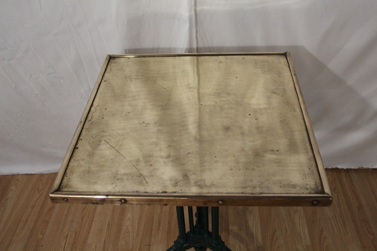 Early 20th Century Bistro Table, Brass Top-photo-3