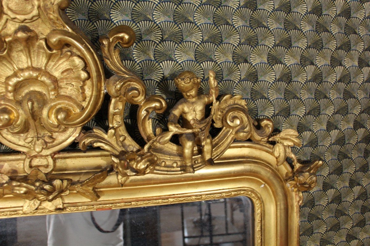 Miroir Louis Philippe Doré Aux Putti XIXeme-photo-1