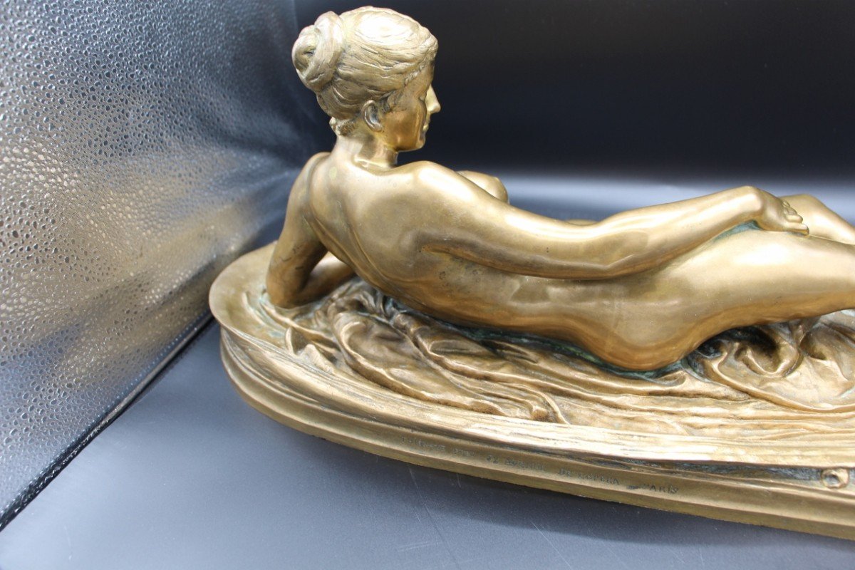 Large Bronze Lying Nude Woman By Thomas Nelson Maclean Art Nouveau-photo-5