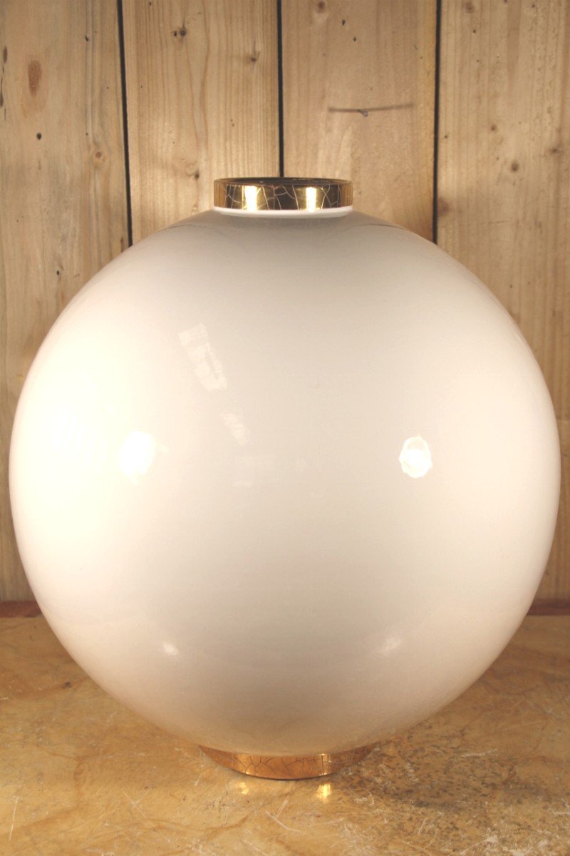 Ball Vase From The Longwy Factory, 20th Century