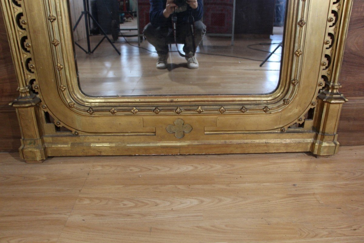 Grand Miroir d'époque XIXeme, Style Gothique, 200cm de hauteur -photo-4