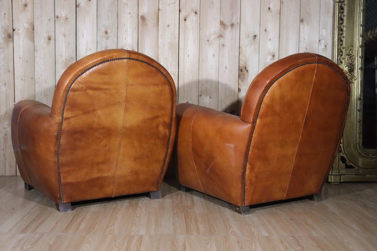 Pair Of Leather Club Armchairs -photo-1