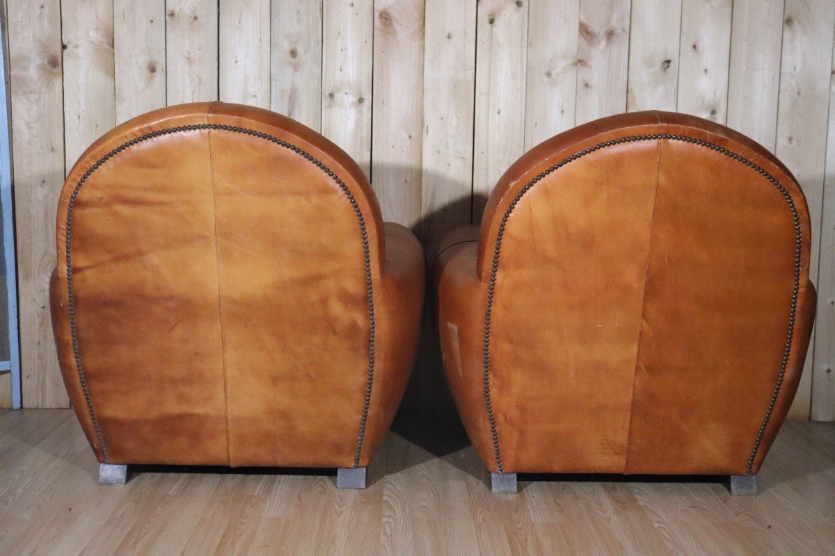 Pair Of Leather Club Armchairs -photo-2