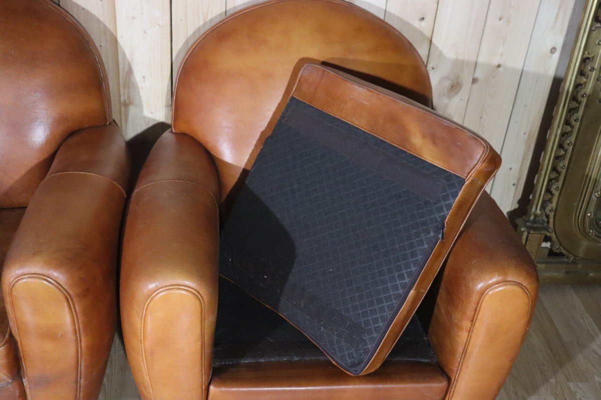 Pair Of Leather Club Armchairs -photo-6