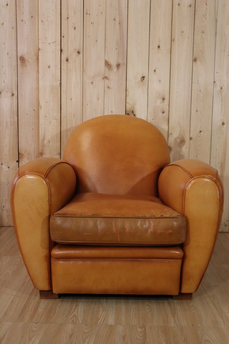 Fauteuil Club Vintage En Cuir-photo-2