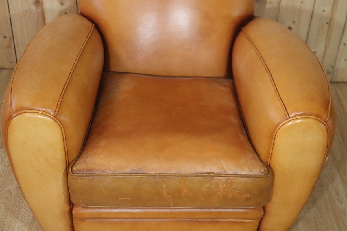 Fauteuil Club Vintage En Cuir-photo-1