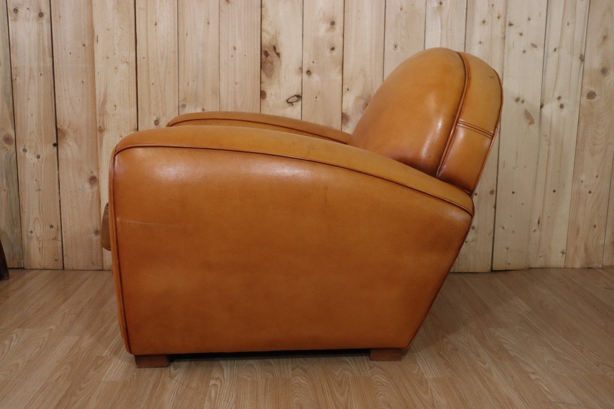 Fauteuil Club Vintage En Cuir-photo-6