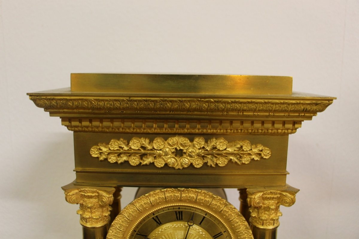 Pendulum Gantry Debut XIX Eme In Gilt Bronze, Perfect Condition, Revised, 54cm-photo-4