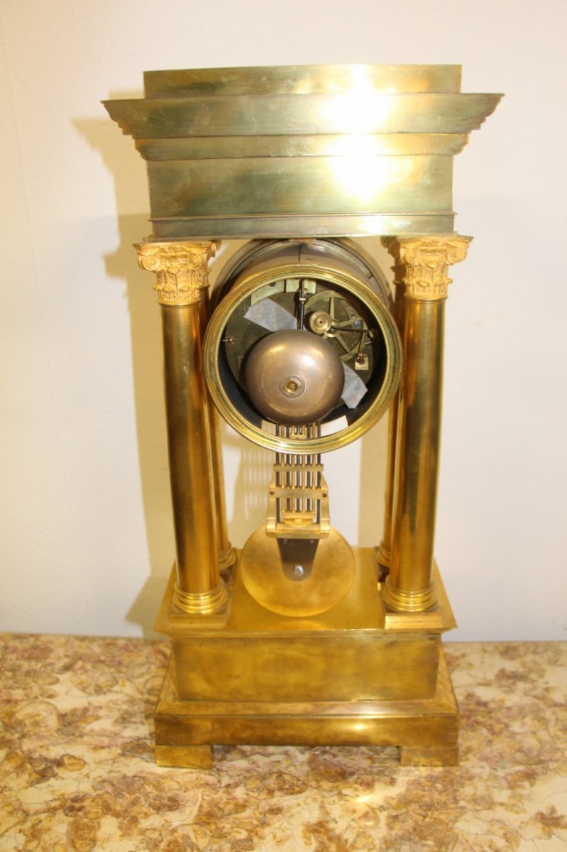 Pendulum Gantry Debut XIX Eme In Gilt Bronze, Perfect Condition, Revised, 54cm-photo-2