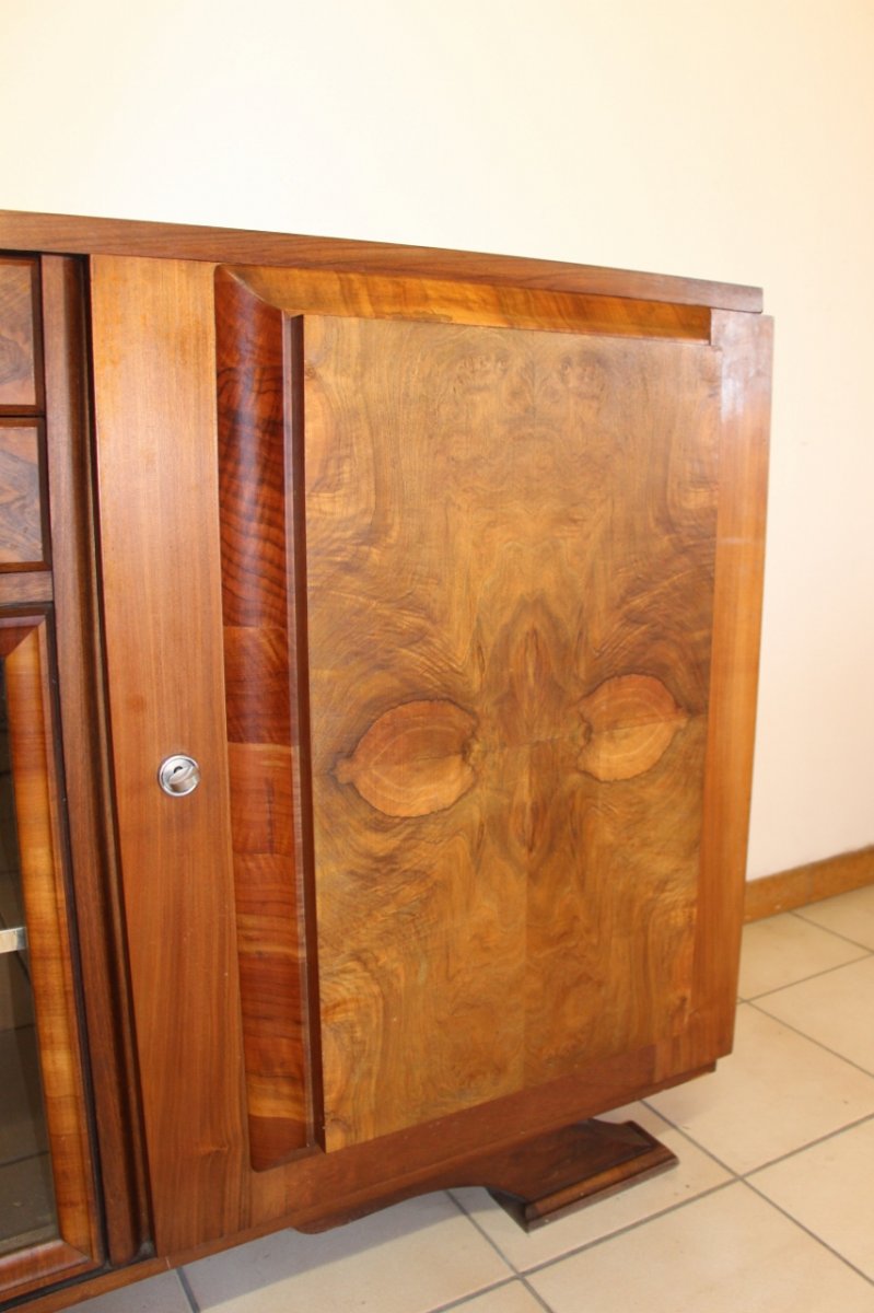 Sideboard Year 50 In Burl Walnut, Stamped-photo-3