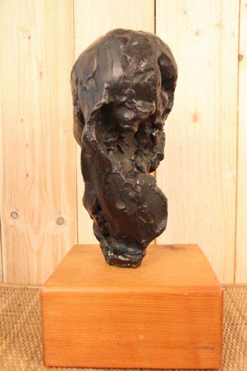 Victor Prouvé: Child's Head In Bronze Former Jean Prouvé Collection, Published In 8 Copies-photo-3