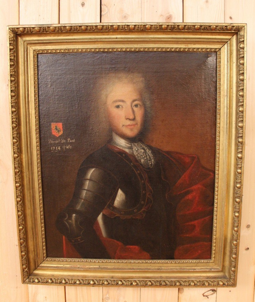 Large Portrait Early XVIIIth Of Daniel De Pont Wlyamoz, Captain In The Service Of Spain