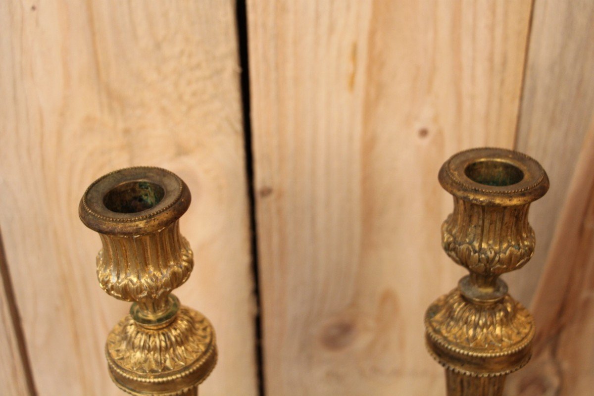 Pair Of Candlesticks Early Nineteenth After Feuchère Model Exhibited At The Chateau Of Fontainebleau-photo-3