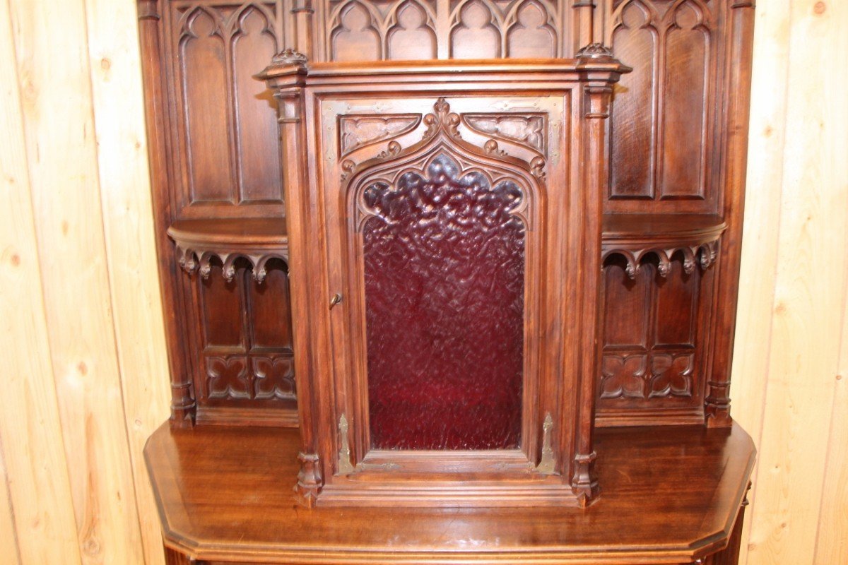 Credenza In Walnut 19th Flamboyant Neo-gothic-photo-1