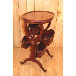 Mahogany Side Table, English, Magazine Holder