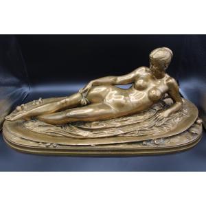 Grand Bronze Femme Allongée Nue De Thomas Nelson Maclean Art Nouveau