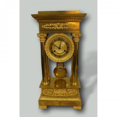 Pendulum Gantry Debut XIX Eme In Gilt Bronze, Perfect Condition, Revised, 54cm