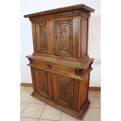 Petit Buffet Deux Corps Style Renaissance 149 Cm De Hauteur