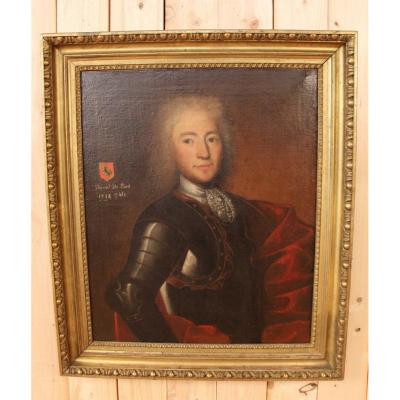 Grand Portrait Début XVIIIeme De Daniel De Pont Wlyamoz , Capitaine Au Service De L'Espagne